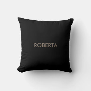 Unique Modern Black Grey Add Own Name Cushion