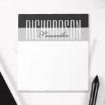 Unique Modern Black Grey White Geometric Script Notepad<br><div class="desc">Chic and modern personalised black,  grey and white minimalist geometric design script note pad. Replace the details with your own.</div>