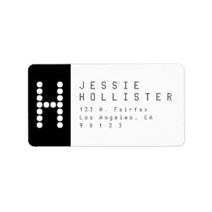 Unique & Modern   Black & White Return Address Label
