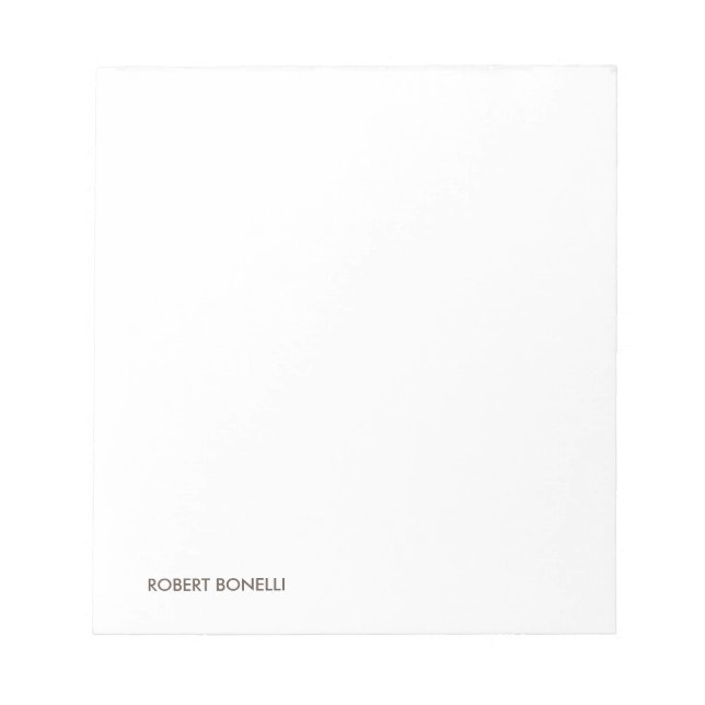 Unique Modern Black White Your Name Minimalist Notepad (Front)