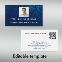 Unique Modern Blue Photo QR Code Tech Professional