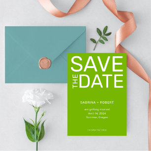 Unique Modern Bold Green Typography Wedding Save The Date