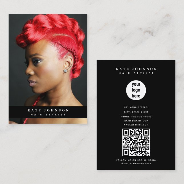 Unique Modern Business Logo Photographer Photo Card (Front/Back)