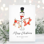 Unique Modern Christmas Snowman Non-Photo Holiday Card<br><div class="desc">Wish your friends and family a happy holiday season with this unique Christmas snowman design. Personalise with your holiday greeting and family name.</div>