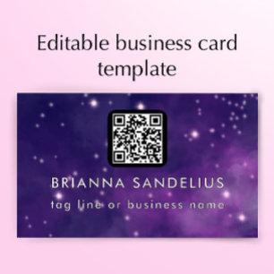 Unique Modern Cool Nebula QR Code Custom Business Card