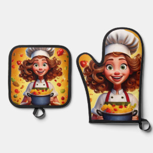 Unique & Modern Designs Oven Mitt and Pot Holder Set