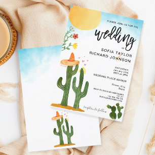 Unique Modern Destination Mexico Style Botanical Invitation