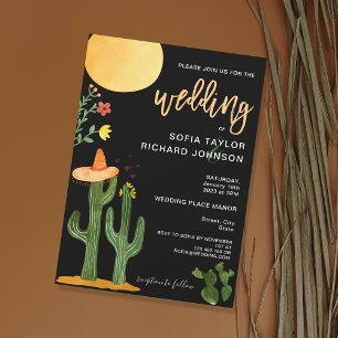 Unique Modern Destination Mexico Style Botanical  Invitation
