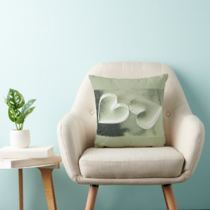Unique modern elegant two silver hearts cushion