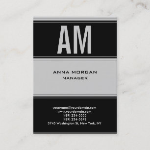 Unique modern grey black plain simple monogram business card