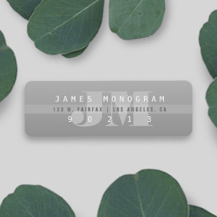 Unique Modern Grey Monogrammed Return Address
