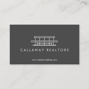 Unique Modern Home Logo II Dark Grey Real Estate Business Card