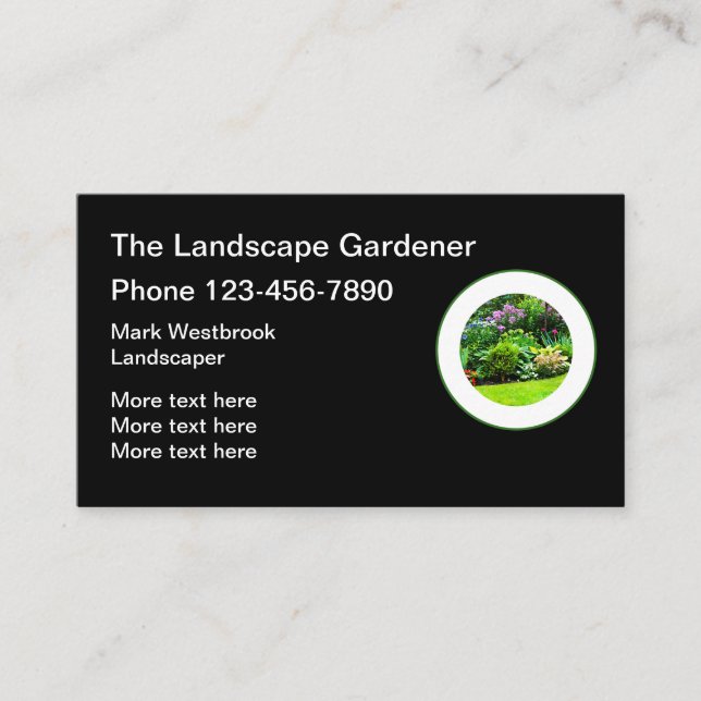 Unique Modern Landscaper Business Cards (Front)