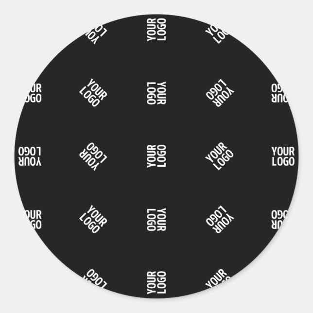 Unique Modern Logo Pattern Template | Black Classic Round Sticker (Front)