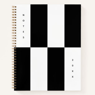 Unique Modern Minimalist Black & White Stripes Notebook