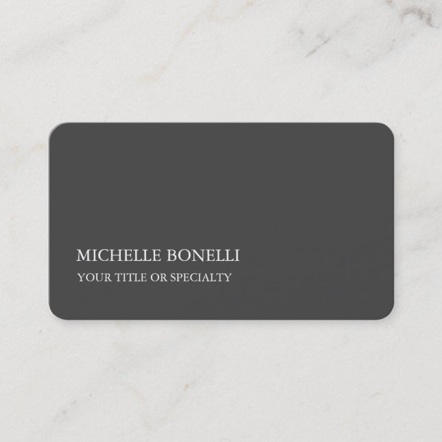 Unique Modern Minimalist Grey Business Card (Front)