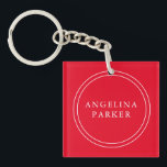 Unique Modern Minimalist Plain Red Your Name Key Ring<br><div class="desc">Extreme minimalist design. I would recommend to family and friends. Very happy.</div>