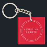 Unique Modern Minimalist Plain Red Your Name Key Ring<br><div class="desc">Extreme minimalist design. I would recommend to family and friends. Very happy.</div>