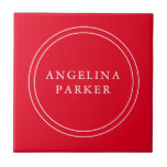 Unique Modern Minimalist Plain Red Your Name Tile<br><div class="desc">Extreme minimalist design. I would recommend to family and friends. Very happy.</div>