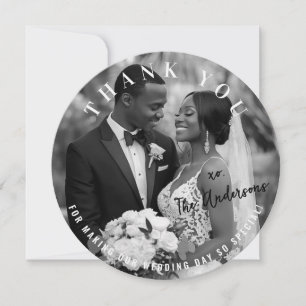 Unique Modern Minimalist Wedding Photo Thank You Card