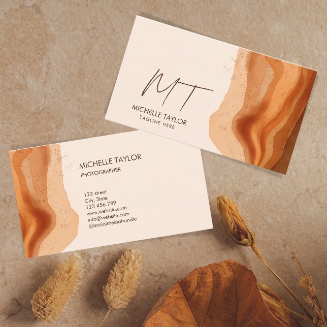 Unique Modern Monogram Abstract Boho Terracotta Business Card (Creator Uploaded)