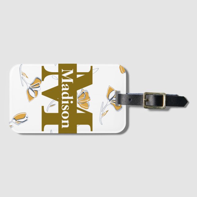 Unique Modern Monogram Initial Name Personalised  Luggage Tag (Front Horizontal)