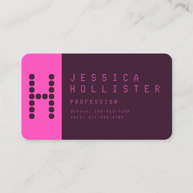Unique & Modern | Pink & Deep Purple Business Card (Front)