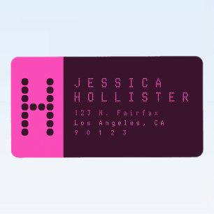 Unique & Modern Pink & Deep Purple Return Address Label