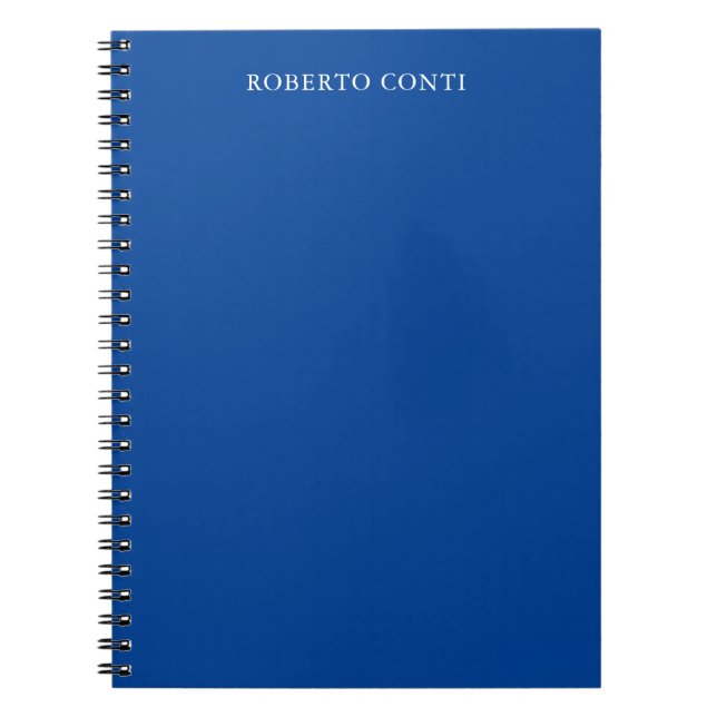 Unique Modern Plain Minimalist Name Blue Notebook (Front)