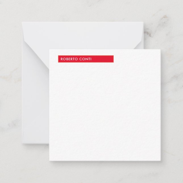 Unique Modern Plain Minimalist Name Red White Card (Front)