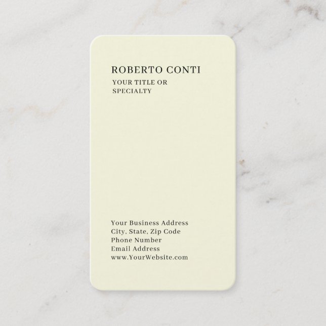 Unique Modern Plain Minimalist Premium Silk Beige Business Card (Front)
