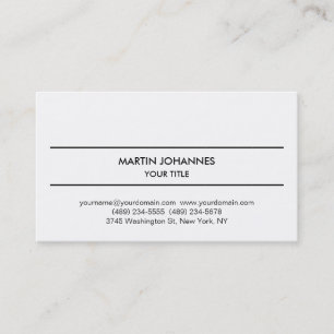 Unique Modern Plain Simple White Business Card