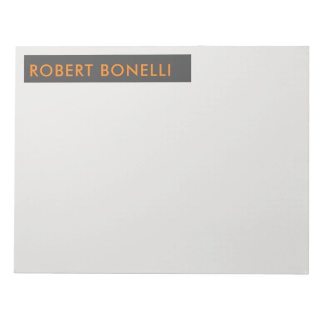 Unique Modern Platinum Grey Minimalist Big Notepad (Front)