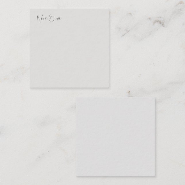 Unique Modern Platinum Grey Minimalist Caligraphy Card (Front/Back)