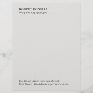 Unique Modern Platinum Grey Stylish Minimalist Custom Letterhead