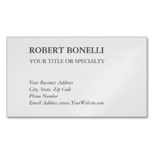 Unique Modern Platinum Grey Stylish Minimalist Magnetic Business Card