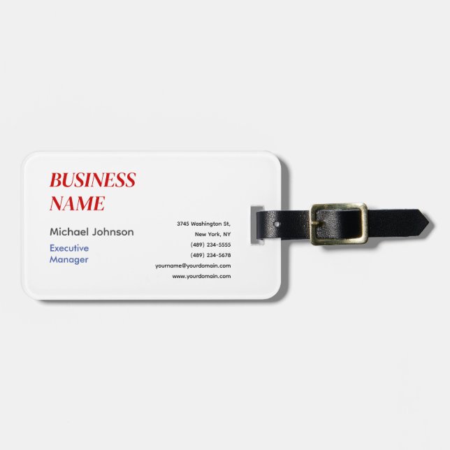 Unique modern professional design business luggage tag (Front Horizontal)