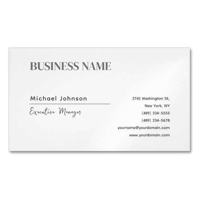 Unique modern professional minimalist chic magnetic business card (Front)