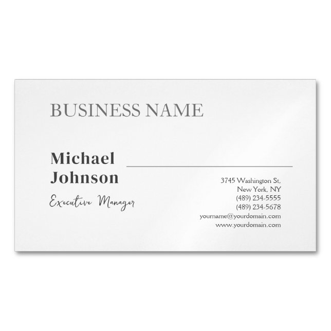 Unique modern professional minimalist chic magnetic business card (Front)