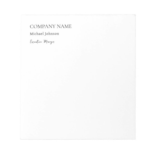 Unique modern professional minimalist chic notepad (Front)