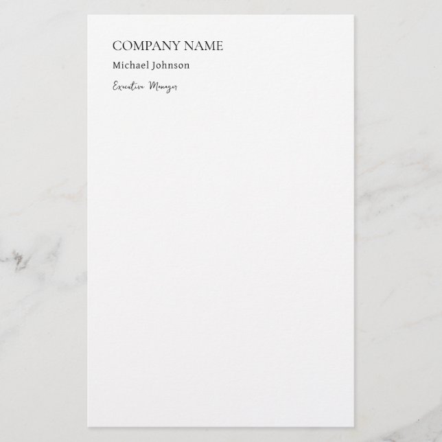 Unique modern professional minimalist chic stationery (Front)