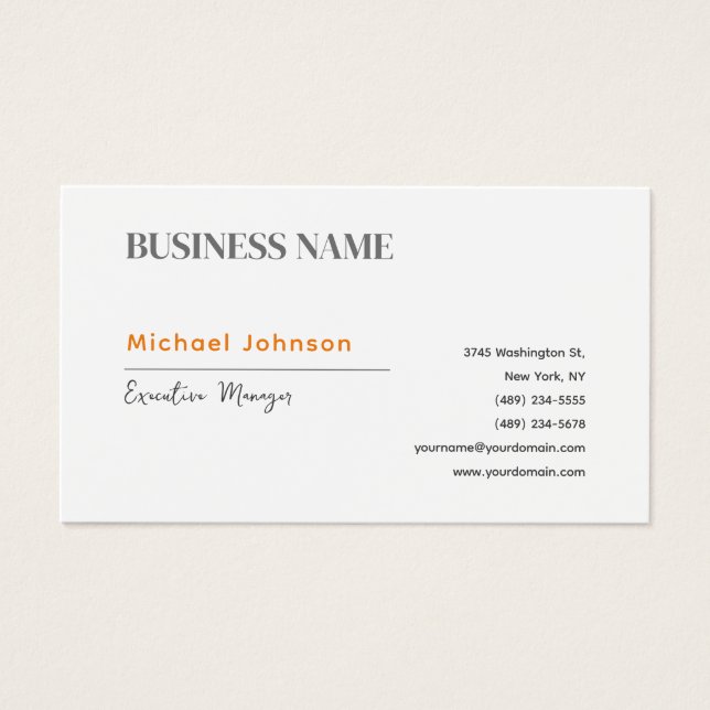 Unique modern professional minimalist profile card (Front)