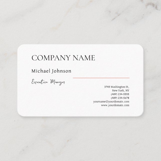 Unique modern professional minimalist thick business card (Front)