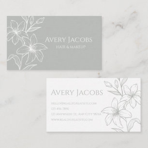 Unique Modern Sage Green Boho Floral  Business Card