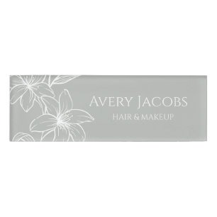 Unique Modern Sage Green Boho Floral Name Tag