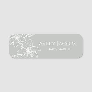 Unique Modern Sage Green Boho Floral Name Tag