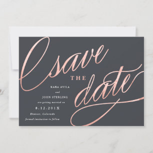 Unique Modern Save the Dates Rose Gold Date