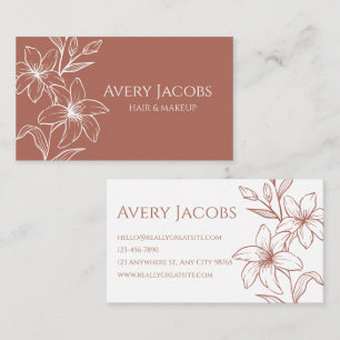 Unique Modern Terracotta Boho Floral Business Card