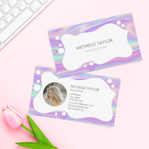 Unique Modern Trendy Holograph Makeup Artist  Business Card