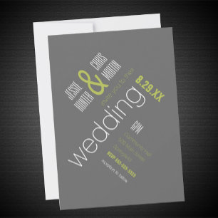 Unique Modern Typographic Wedding Invitation